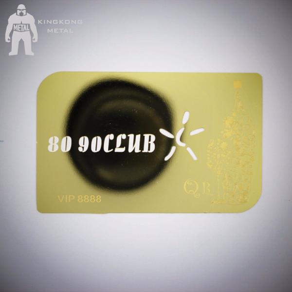 Ouro do metal escovado imprimindo o cartão do espelho com logotipo da gravura do laser