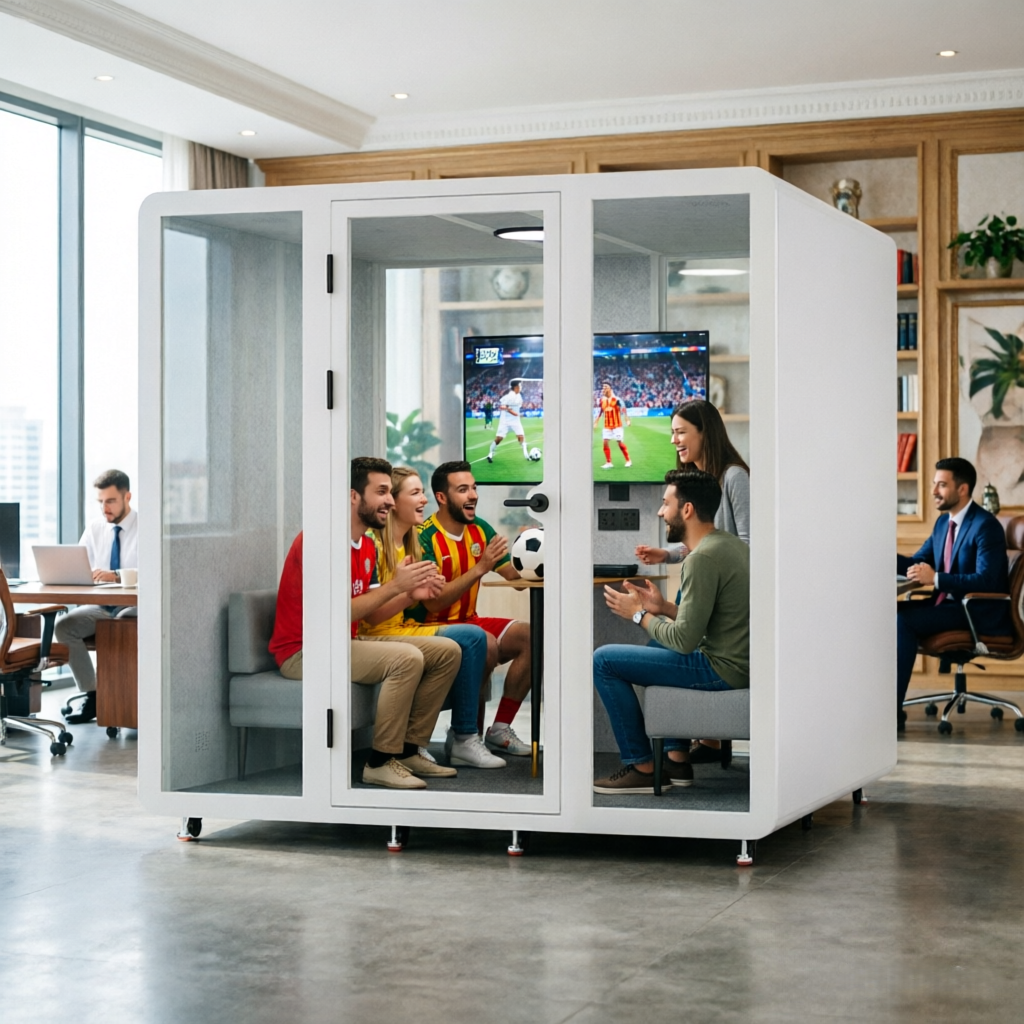 6-Person Soundproof Booth with 35±5dB Sound Insulation, 5 Year Warranty, and 7-Layer Acoustic Structure Office Pod