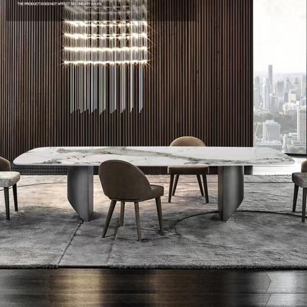 Modern Luxury Stainless Steel Dining Table with Marble Top for Home Modern Dining Room Furniture