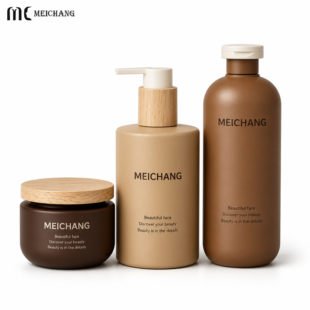 250/400/500ml Refillable PE Hair Care Packaging Set – Cylindrical Pump Bottle & Wide-Mouth Hair Mask Jar(MC-335)