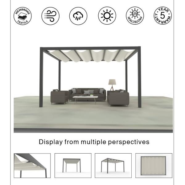 New Anti-UV  Retractable Telescopic Wave Sun Shade Net Rainproof Canopy Awnings Sails