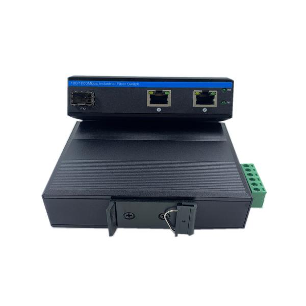 Промышленный неуправляемый POE переключатель 2 порта Гигабитная SFP волоконная сеть IP40 беспроветрительная DIN Rail