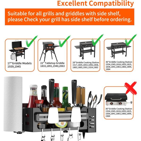 Удобный аксессуары для BBQ Хранилищный вагон с магнитным держателем инструментов и держателем бумажного полотенца