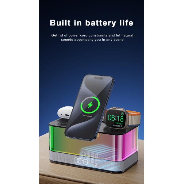 Беспроводное зарядное устройство с поддержкой Qi и динамик Bluetooth с яркими огнями Совместимость устройств с поддержкой Qi