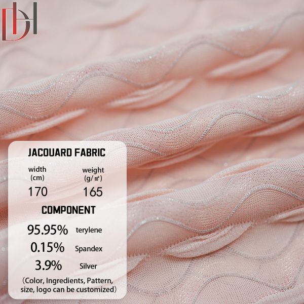 High End Jacquard Fabric 95% Polyester Custom Made Yarn Dyed Pattern For Dress