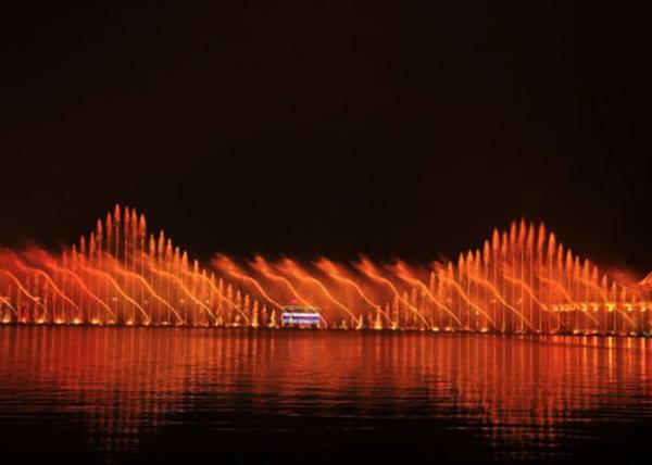Exterior Floating Music Dancing Fountain Construction In Lake Large Scale