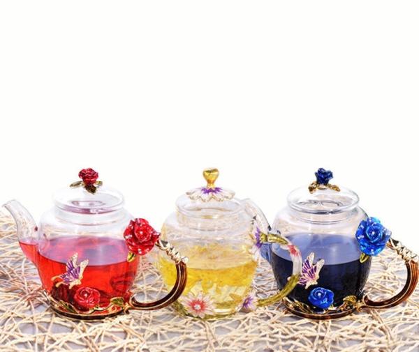 450ml Colour Enamel Glass Teapot Home Decorations Crafts Modern Style