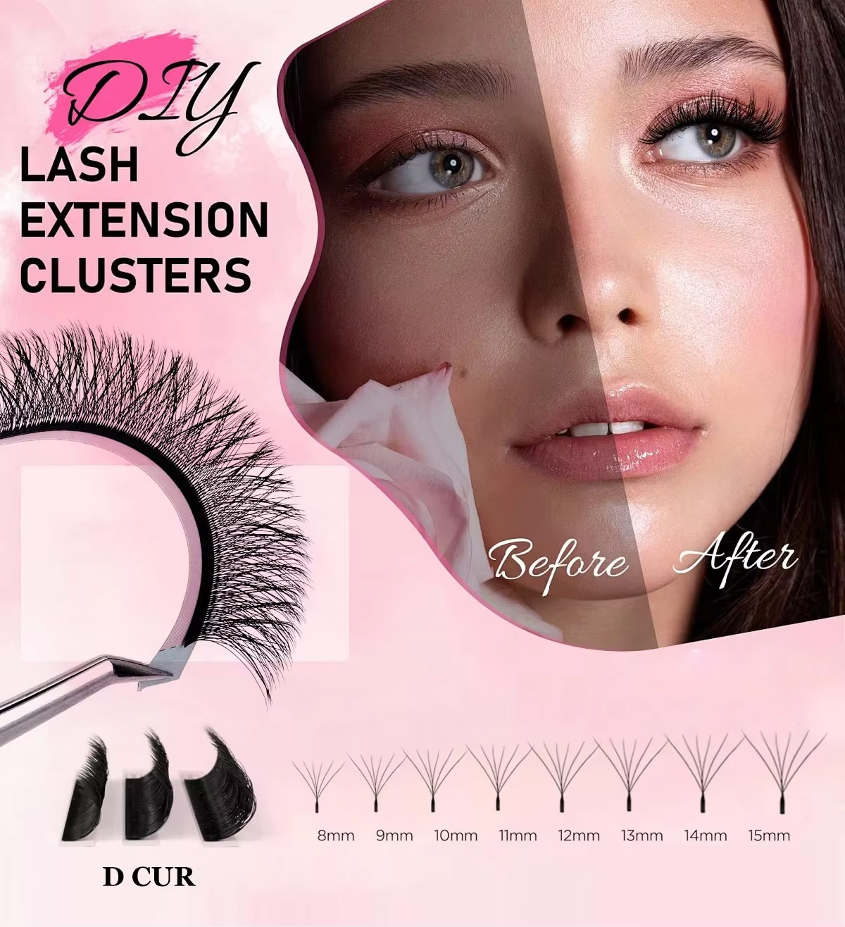 6D 8-15MM D Curl Volume Eyelashes Extension Trays Custom DIY Packaging Private Label
