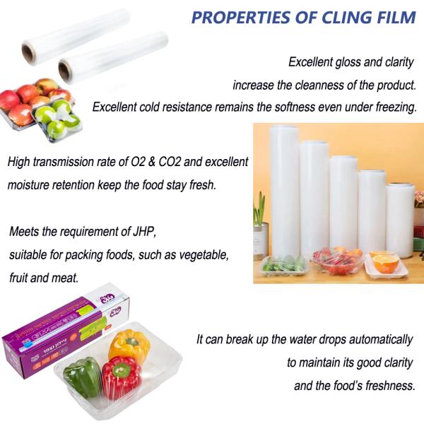 Antibacterial Manual PE Cling Food Plastic Wrap Roll Food Package
