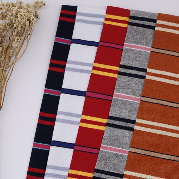 Weft Knitting Cotton Pique Fabric Yarn Dyed Striped Stretch T Shirt Material