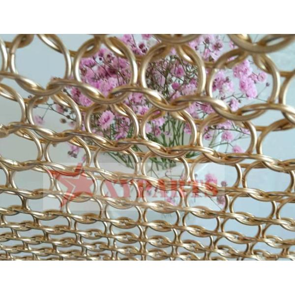 Stainless Steel Rose Gold Metal Ring Mesh Curtain For Space Divider