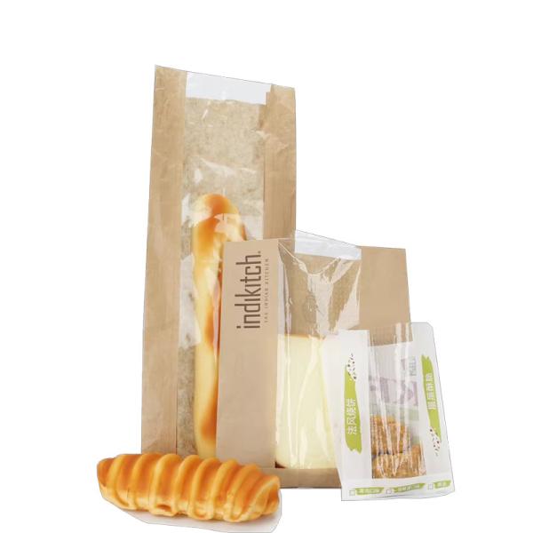 Greaseproof Pinch Bottom Paper Bags For Cookies Candy Snack Bread With Transparent Window