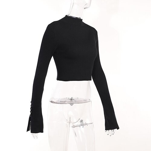 OEM maufactory Pure color street sweater farbic female slim turtlenecks long sleeve warm and base short casual wild top