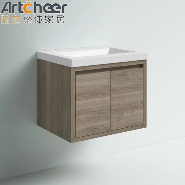 Waterproof Grey MDF Bathroom Vanity with Mirror Cabinet and Contemporary Design