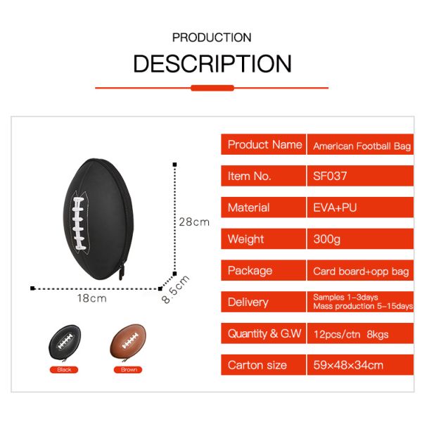 Supercute Customizable 3d EVA PU American Football Bag Crossbody Child Shoulder Bag