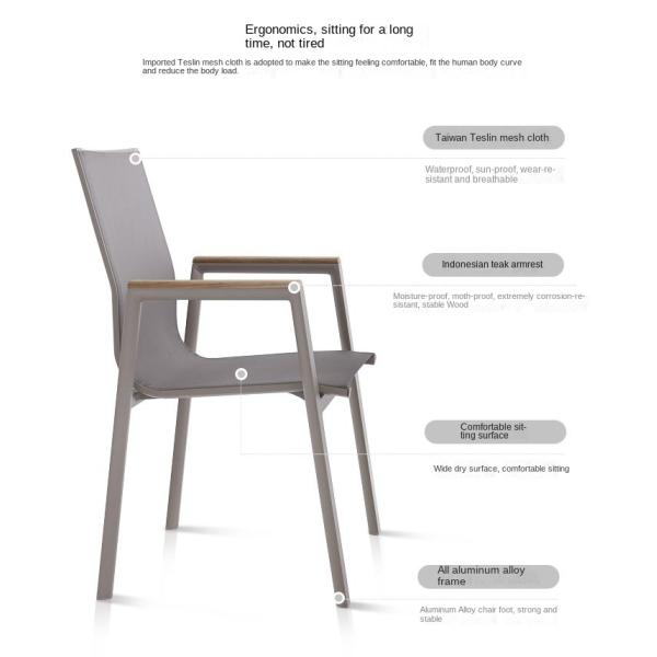 Outdoor Metal Patio Garden Dining Table Set With 3m Wood Table And Balcony Lounge Chairs