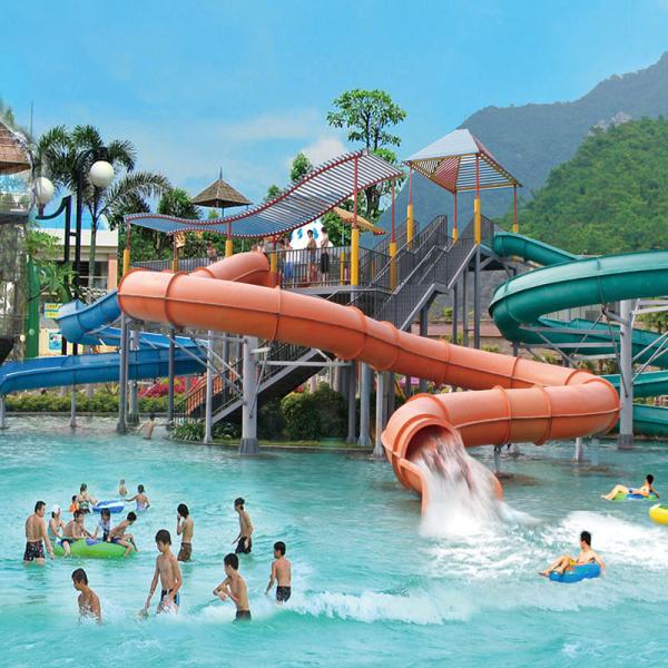 Water Playground Fiberglass Big Curve Water Slide With the Amusement Playground Equipment and Play Set