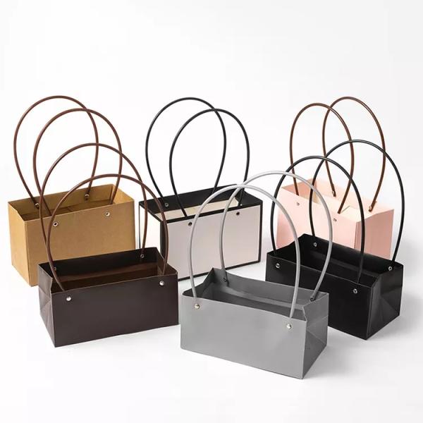 Florist Gift Printed Paper Carrier Bags Waterproof Bouquet Bags With Handles