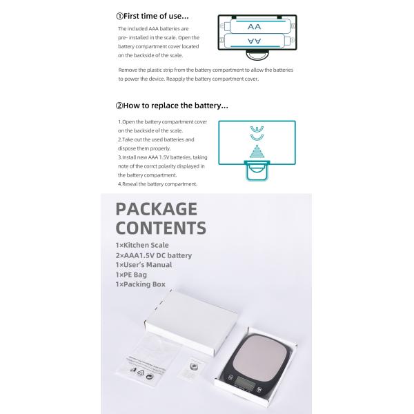 5KG Maximum Weight Recommendation Nutritional Scale Accurate Kitchen Scales Waterproof Digital Kitchen Weighing Scale