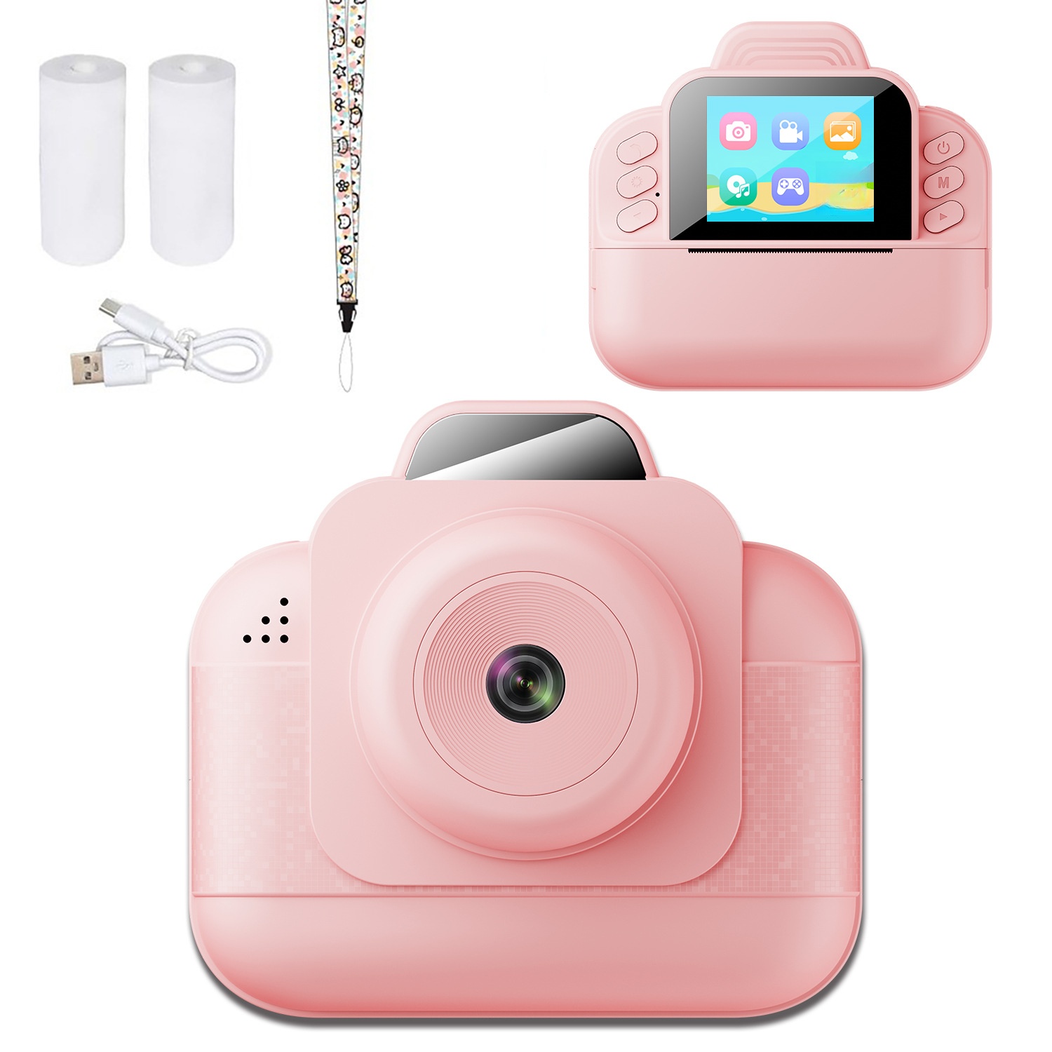Instant Print Children's Digital Thermal Mini Camera with CMOS Sensor MicroSD Plastic 4K Video 2.4