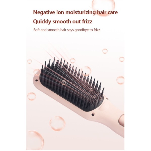 Electric Portable Ceramic Ionic Hair Straightener Brush with Metal Handle Adjustable Heat Settings for Home Hotel & Salon Use