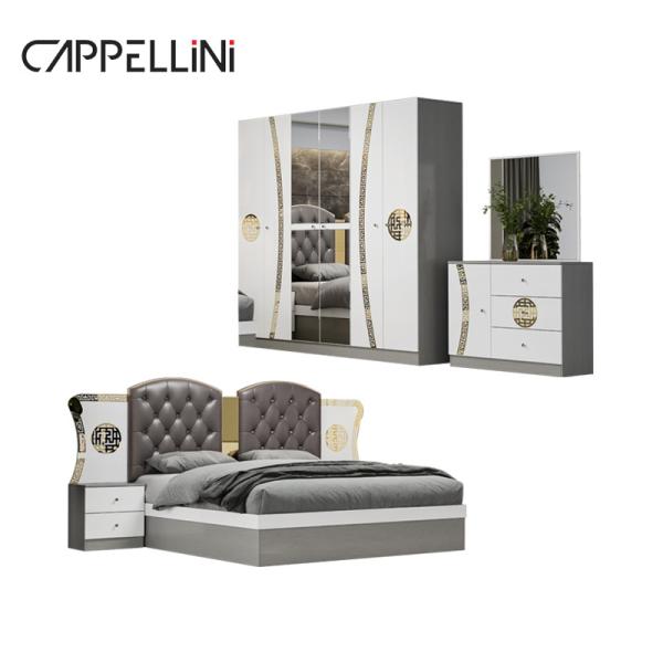 Simple Modern Double King Size Leather Bed Room Suite Home Luxury Queen Wooden Mdf Full Bedroom Furniture Set
