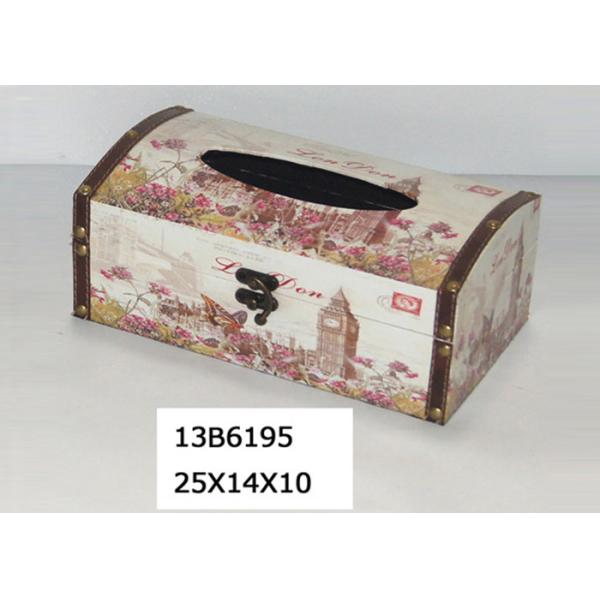Living Room Office MDF PU Printing Wooden Tissue Box