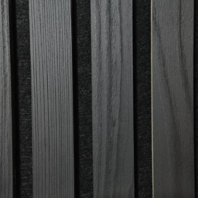 Black Color Acoustic Wood Slat Panels Polyester Fiber MDF For Hotel Decor