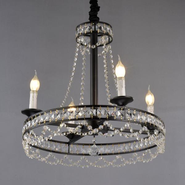 E14/E12 Black iron candle chandelier with K9 crystal (WH-CI-78)
