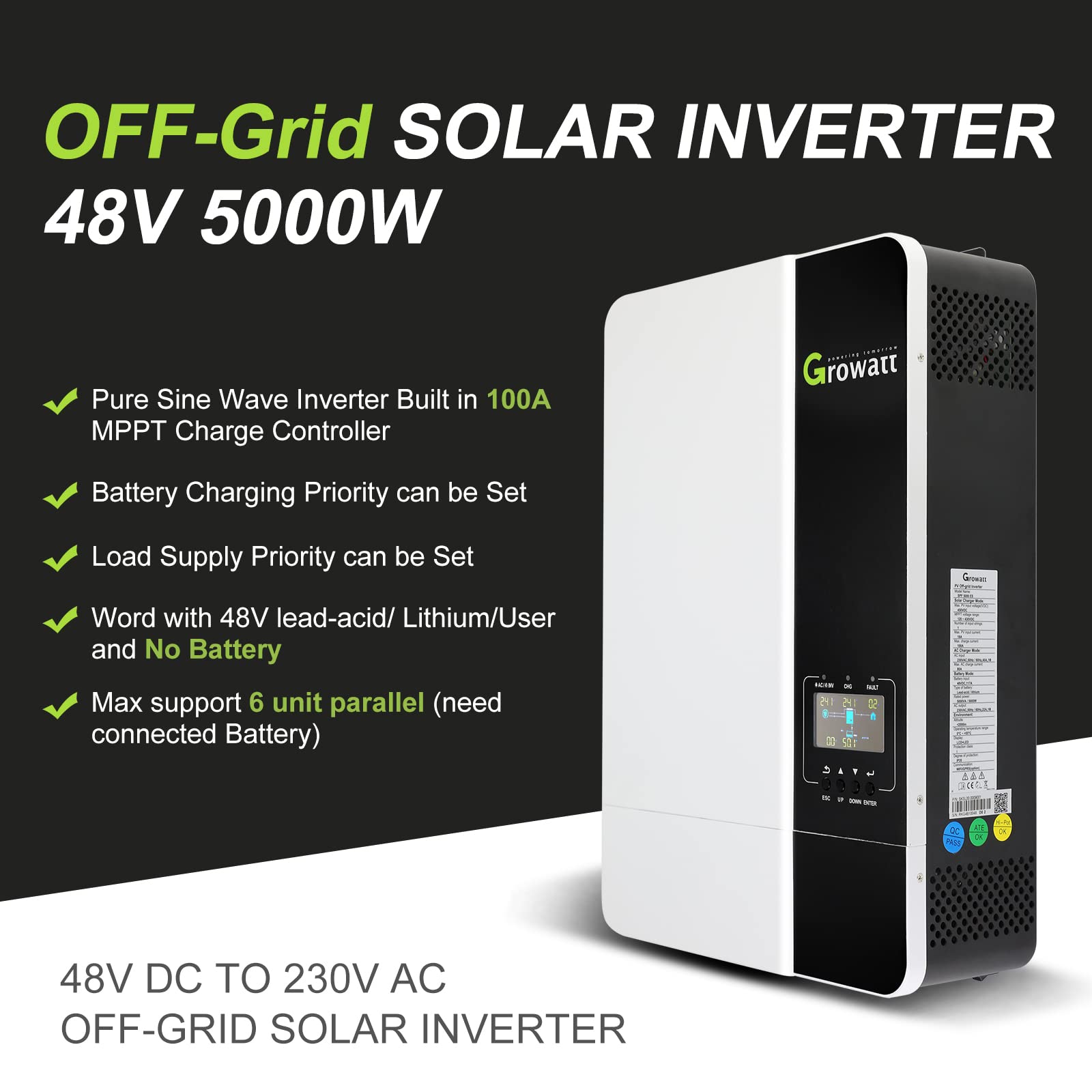 Параллельные возможности сетевого инвертора Growatt SPF5000ES на складе ЕС