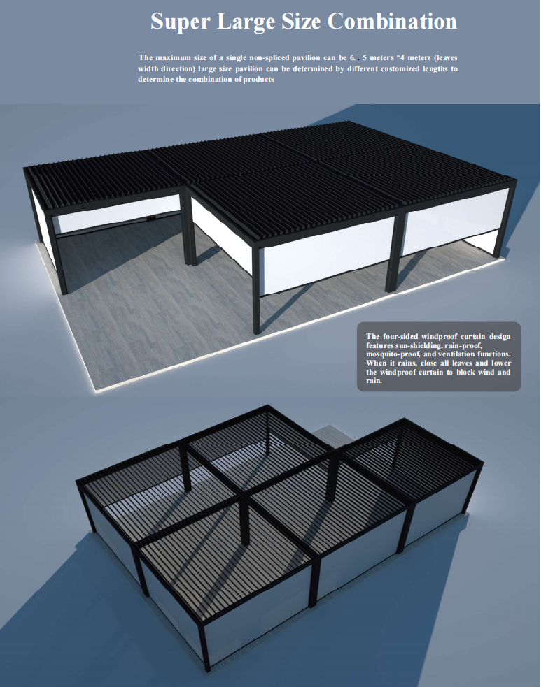 Telescopic Motorized Metal Skylight Ceiling Waterproof Sunshade Folding Roof Garden Aluminum Retractable Pergola