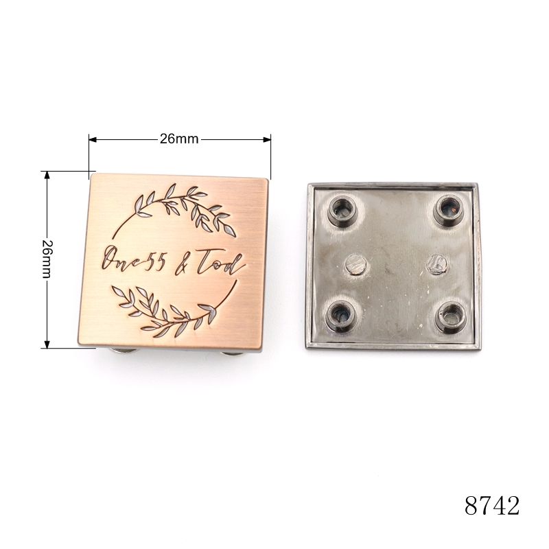 Custom Engraved Square Metal Brand Tags With Screws Premium Logo Plates For Leather Bags And Furniture