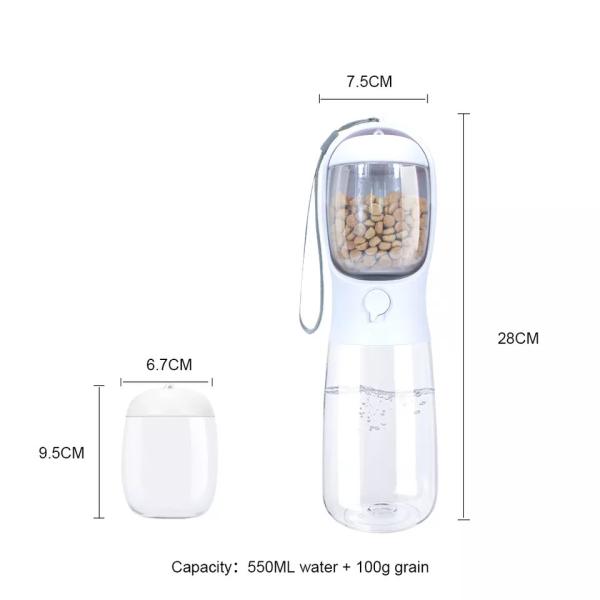 Custom Logo Plastic Travel Pet Feeders Container Food And Water 2 In 1 Portable Pet Bottle