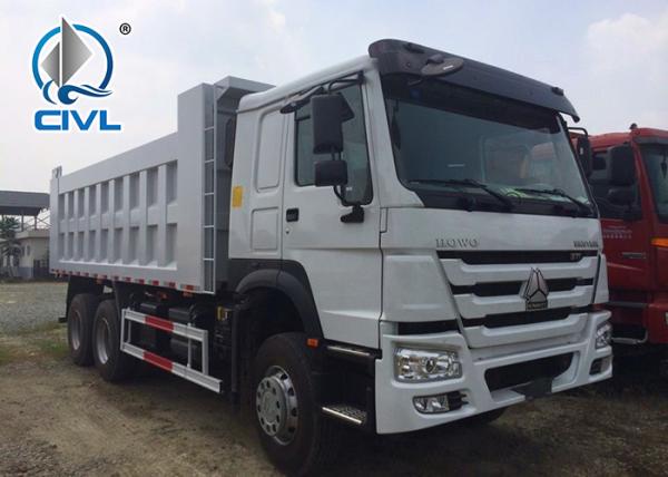 10 Tires howo New Heavy Duty Dump Truck 336hp 6x4 Rhd 30 Ton White / Red / Green color