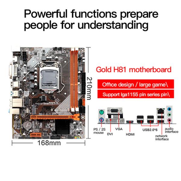 Jieshuo H81 Motherboard DDR3 Socket 1150 Intel 2 / 3Gen Core I3 I5 I7 Processor