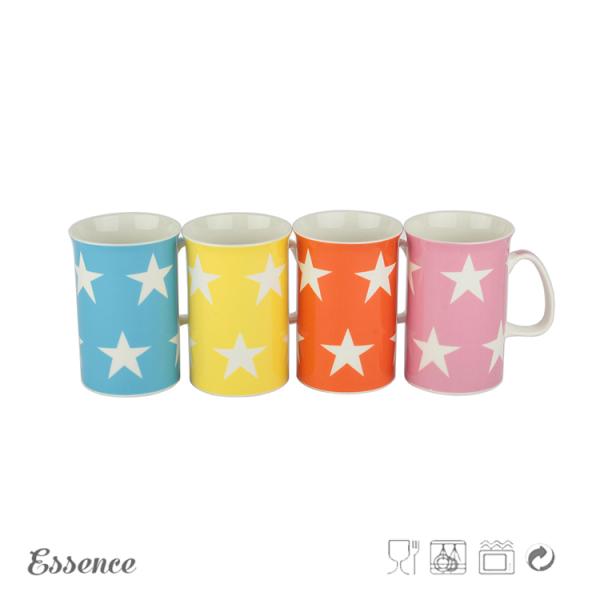 Promotional Bone China Mugs Custom Decal Printing Star Shape Microwave Safe