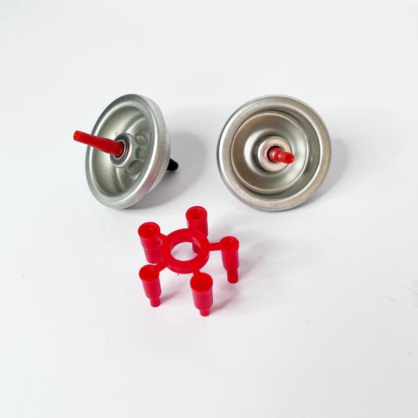 Metal & Plastic Gas Refill Valve with Red Plastic Butane Gas Stem