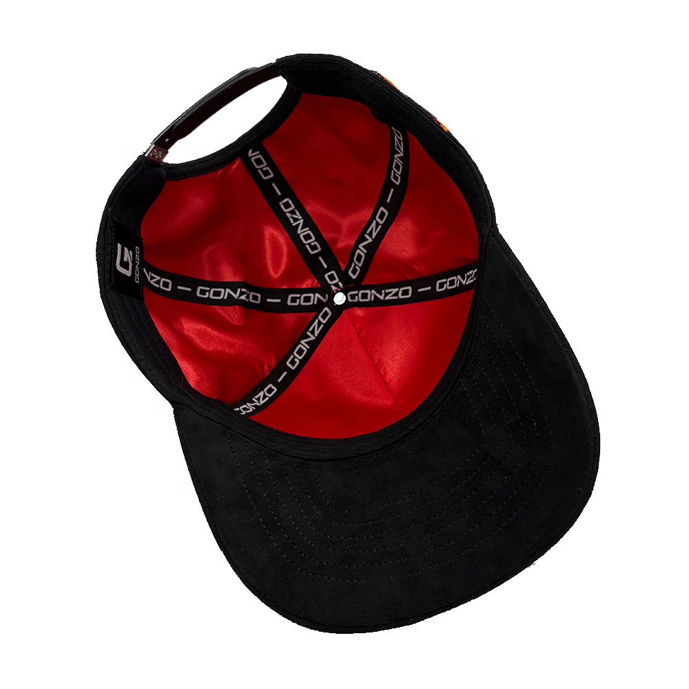 Street Baseball Caps Suede Brim Cotton Crown Custom Embroidery 5 Panel Inside Satin Lining Woven And Metal
