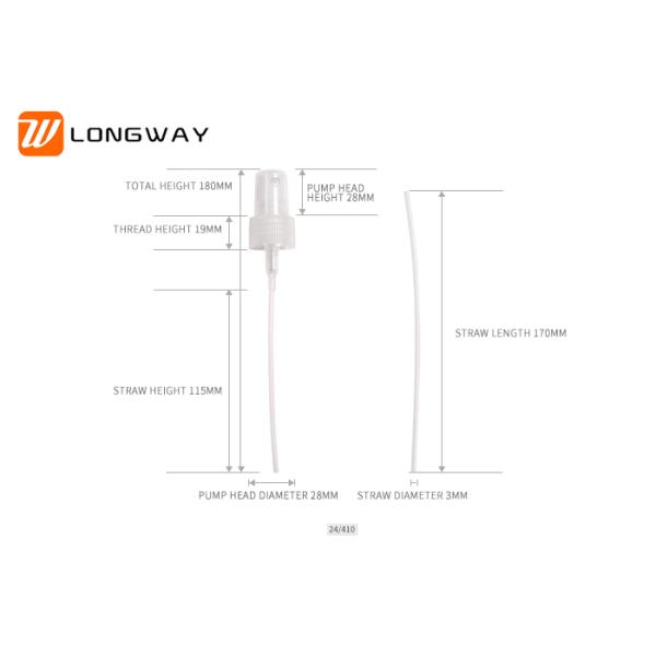Durable PP Plastic Fine Mist Sprayer For Liquid Packaging 24/410 24/415 Size