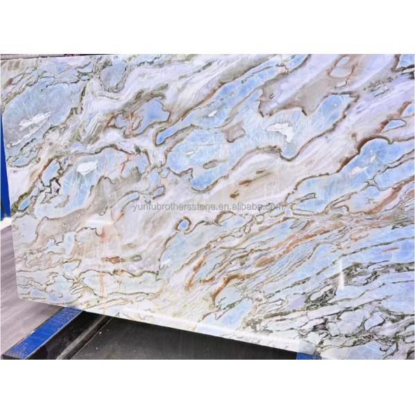 Maldives Blue Luxury Stone Translucent Polished Big Slab for Hotel Dining Table Set