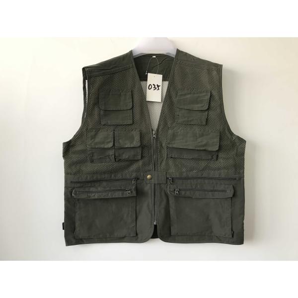 Net vest 035 in taslan fabric fabric, fishing vest, olive green color, water proof, quick dry function, S-3XL