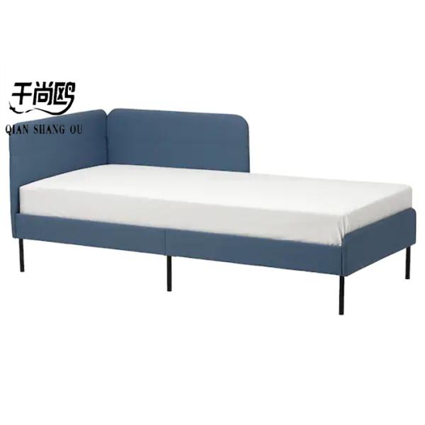 Unique Style Fabric Upholstered Beds / Soft Sofa Bed With Corner Baffle Design