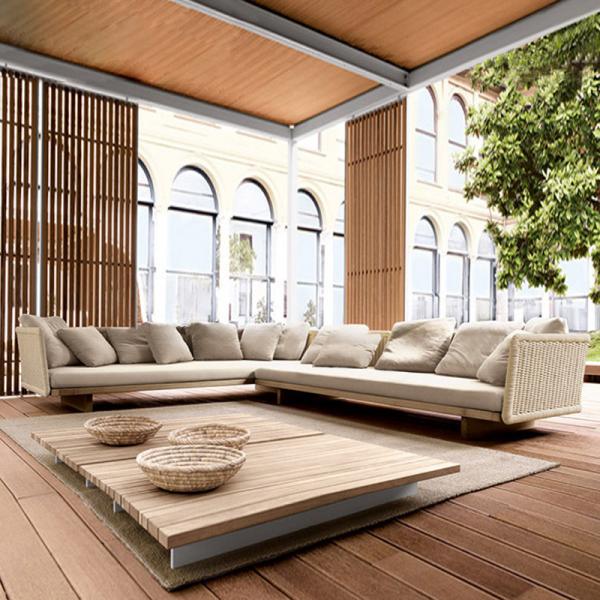 Teak Wood Outdoor Couch Outdoor Furniture For Sitting / Leisure / Sleep