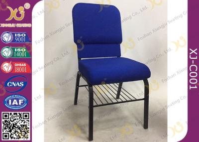 Padded Hotel Seating Metal Stackable Church Hall Chairs With Logo / Interlock
