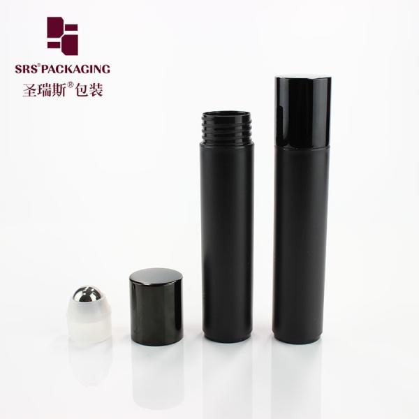 Empty cosmetic 35ml matte black color plastic deodorant roller bottle