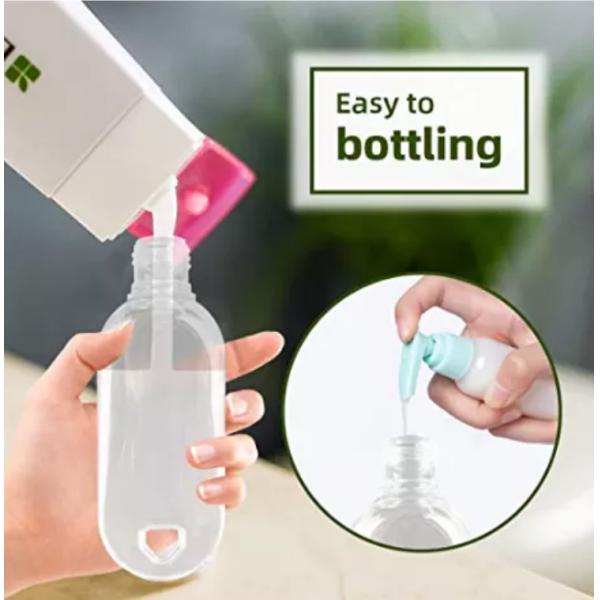 Clear 50mL PET Hand Wash Container Portable Refillable Empty Travel Squeeze Bottle with Hook