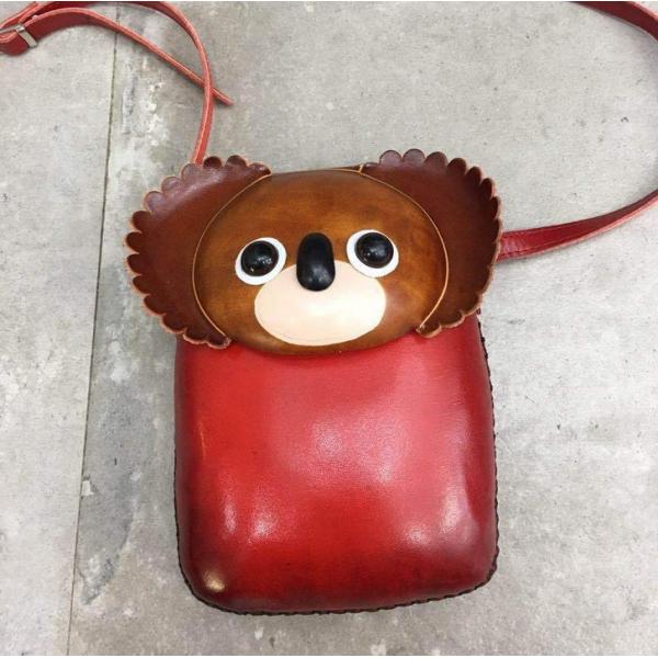 Leather messenger bag small forest animals Sen female retro cute bags