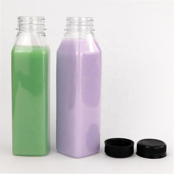 12oz Empty PET Plastic Juice Bottles With Screw Cap For Beverage