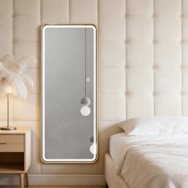 Factory Direct Sales Frameless LED Lamp Mirror Bedroom Dresser Full Body Mirror High Definition Rectangular Hotel Wall Mirror