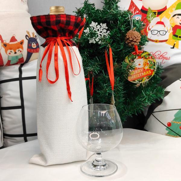 Customised Blank Linen Sublimation Wine Bottle Bag For Sublimation Photo Printing